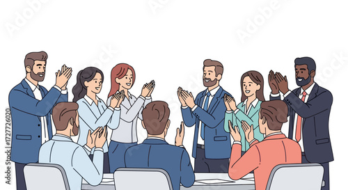 Diverse Business People Clapping in a Meeting Celebrating Success.