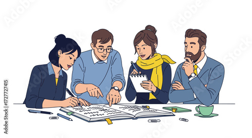 Collaborative Team Brainstorming Session Diverse Professionals Working Together.