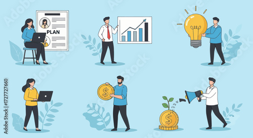 Diverse Business People Engaged in Various Business Activities.