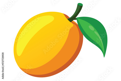 Fresh yellow plum, presented alongside a verdant leaf, offers a sweet taste