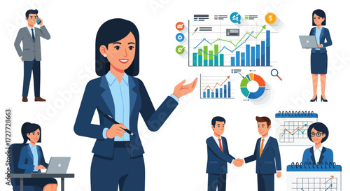 Diverse Business Professionals in Various Business Situations.