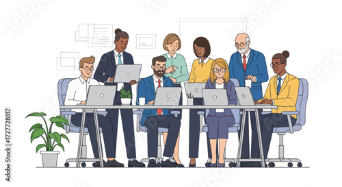 Diverse Business Team in Meeting Working Together.