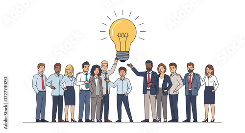 Diverse Team Celebrating a Shared Idea Illuminated Lightbulb.