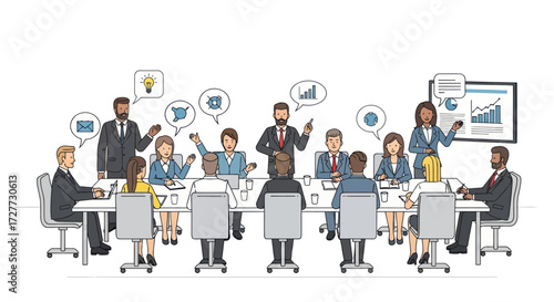 Diverse Business Team Meeting with Presentation and Discussion.