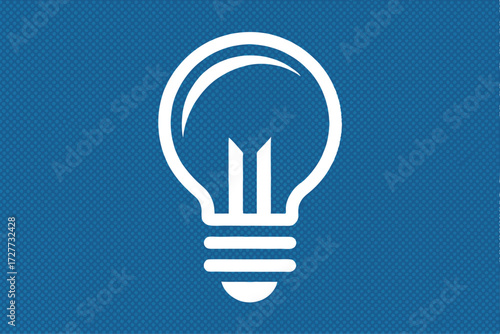 Bold white lightbulb shines over a patterned blue background showcasing creative new ideas clearly