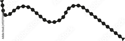 Dotted path forming a broken wave with disconnected curves and shifting directions.