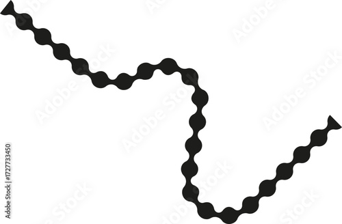 Interconnected dotted path creating an abstract stroke with a dynamic and fluid flow.