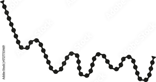 Dotted path forming an unpredictable and irregular sequence of interconnected curves.