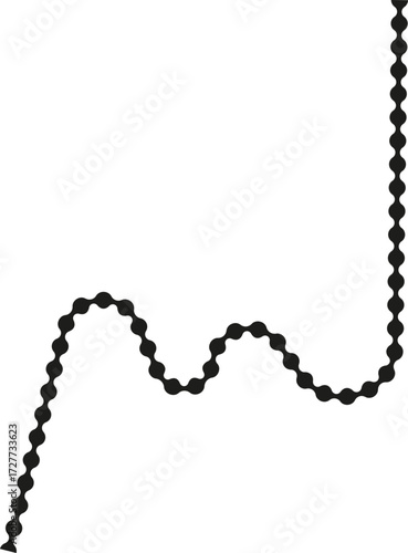 Dotted path with multiple disconnections forming an uneven and fragmented line with linked yet separated segments.