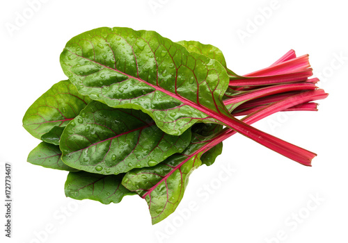 Foto Fresh red chard isolated on transparent background, vibrant leafy greens for hea
