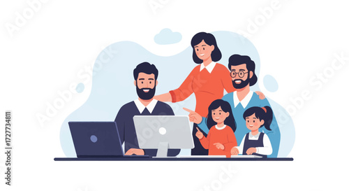 A diverse collection of cartoon people driving various types of cars including a sports car truck and sedan.