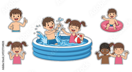 Happy Cartoon Tourists Taking Selfies at Famous World Travel Landmarks.