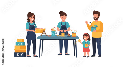 A diverse group of four young boys happily playing the classic game of hopscotch together.