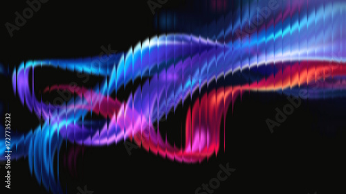 Canvas Print Vibrant abstract flowing ribbons of electric blue, purple, and fiery red ignite