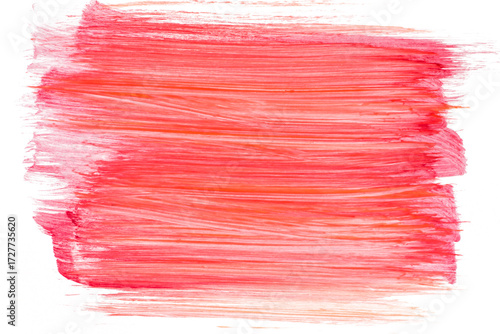 Isolated Abstract Red Watercolor Texture with Horizontal Brush Strokes

