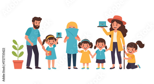 Cartoon Characters Representing Diverse Professions with Speech Bubbles.