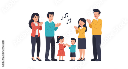 Energetic Cartoon Rock Band Members Playing Electric Guitars.