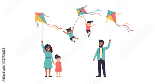 A delightful cartoon illustration of five young children engrossed in reading their storybooks.