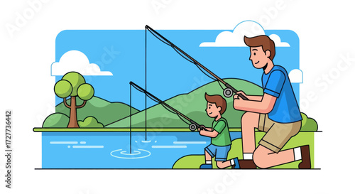 Cartoon Illustration of a Rock Band Performing on Stage for a Crowd.