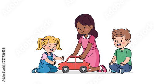 Diverse People Walking Various Dogs on Leashes Illustration Set.