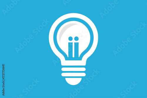 White lightbulb shines brightly against a cool blue backdrop creating a visually appealing icon