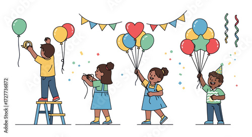 Cartoon Chefs Preparing Dough for Baking Kneading and Rolling.