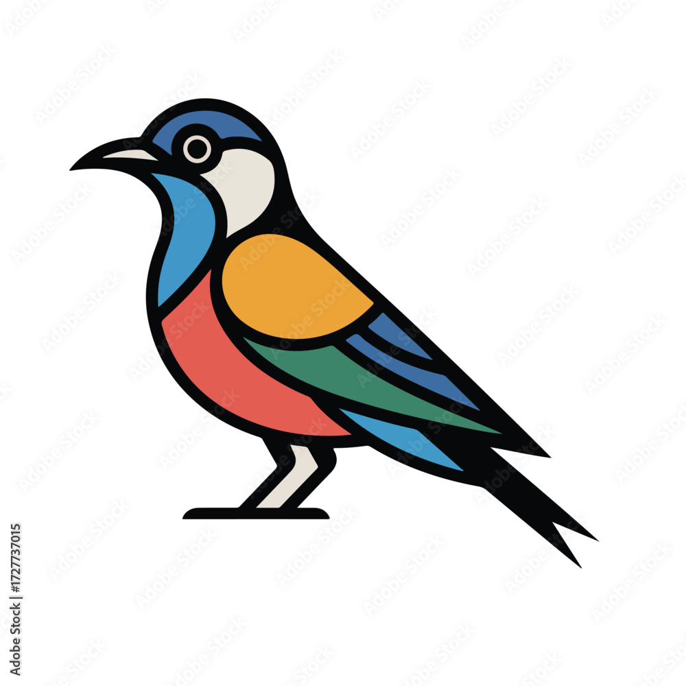 Fototapeta premium Colorful bird illustration isolated on white background