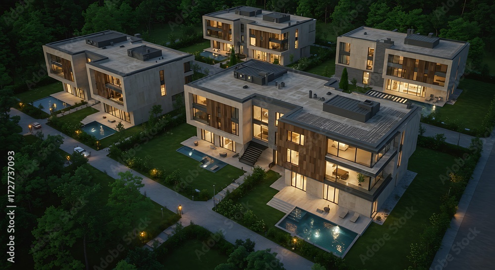 Fototapeta premium Cluster housing with luxurious modern design