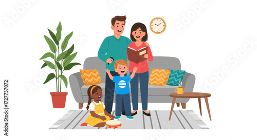 Diverse Group of Cartoon People Practicing Yoga and Meditation Poses.