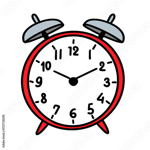 Red Alarm Clock Doodle Illustration