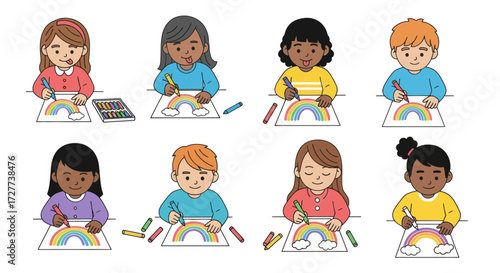 Six colorful food trucks with chefs offering diverse culinary delights.