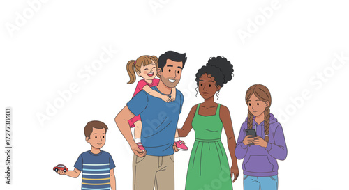 Barber Shop Scene: Men Getting Haircuts and Shaves in a Cartoon Style.