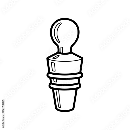 Metallic champagne stopper in simple vector outline design  