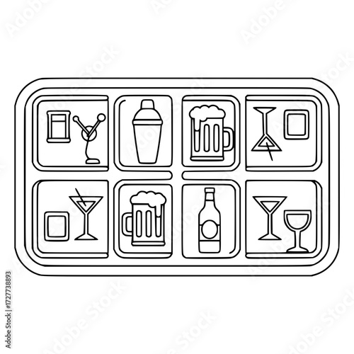 Line Icon - Simple Vector Outline of Drink Menu in minimalistic design  