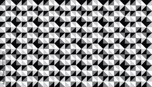 Minimalist black and white geometric seamless pattern with triangles and diamond shapes. Abstract monochrome vector background perfect for design