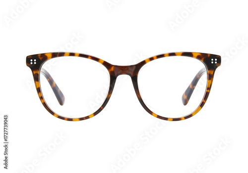 Photos Tortoiseshell eyeglasses isolated on transparent background, stylish eyewear for