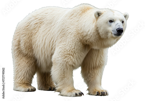 Canvas Print Majestic polar bear isolated PNG, standing tall with thick white fur on transpar