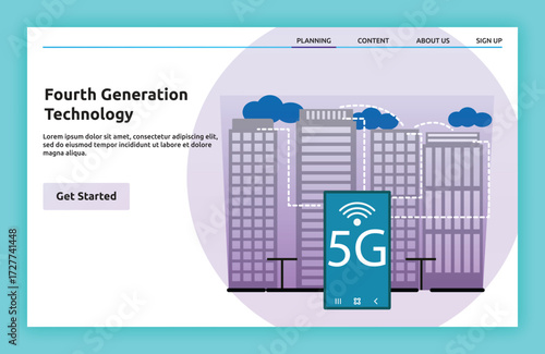 Fourth Generation Technology Modern vector illustration with abstract technology elements, including network, fiture, and futuristic interface. Ideal for tech, AI, and digital innovation content.