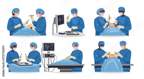 Surgeons Performing Medical Procedures in Operating Room Settings.