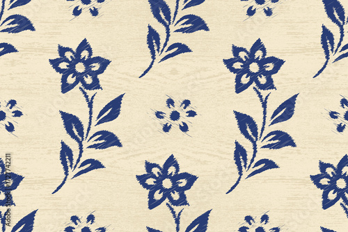 Damask Ikat floral seamless pattern. floral embroidery. design for fashion women, texture, fabric, clothing, wrapping paper, curtains, and decoration. vintage wallpaper