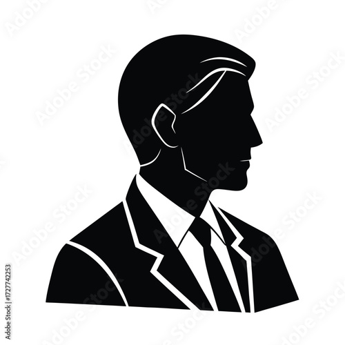 Black silhouette man suit tie profile businessman