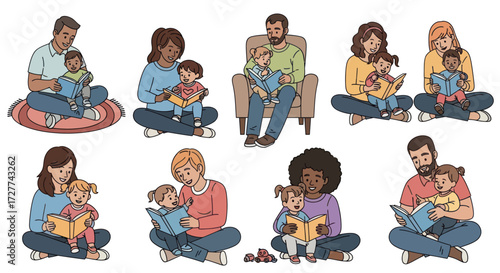 Diverse Families Reading Together Sharing Stories and Bonding Through Literature.