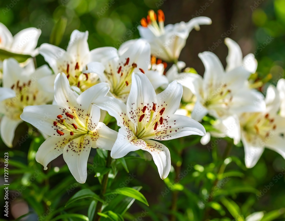 Fototapeta premium Close-up of beautiful white lilies