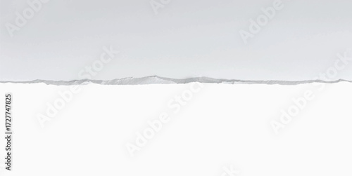 Ripped paper background featuring a cold, blue winter sky over a glacier and icy mountain landscape