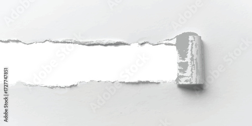 Torn paper edge design with a blank card texture frame over a backdrop of an ice hole water splash
