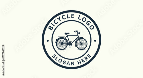 Simple bicycle logo design featuring a classic bike silhouette inside a circular frame with text.