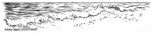 ocean waves rolling on beach sketch