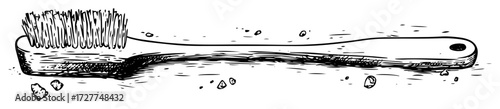 toothbrush with toothpaste sketch style