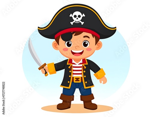 Cartoon boy in pirate costume