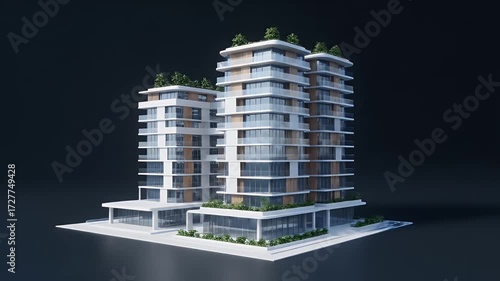 Futuristic Architecture:  Dynamic Blueprint of Modern Skyscraper